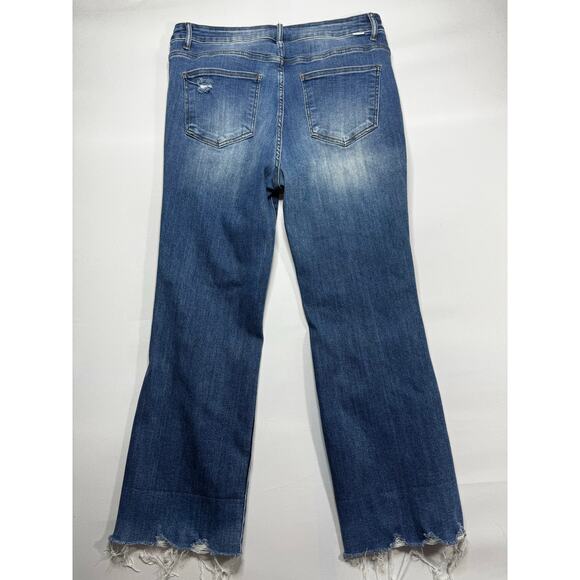 Risen Women's Distressed Straight Crop Blue Stretch Denim Jeans - Sz 1XL (35x28) - Picture 2 of 6